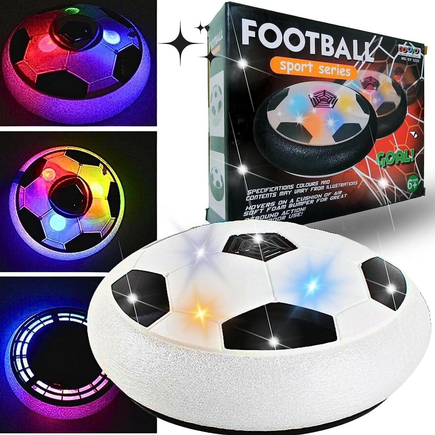 Lord's Town Air Power Soccer Football - Hover Disc Toy with Foam Bumpers and Light-Up Gift for Children - HalfPe