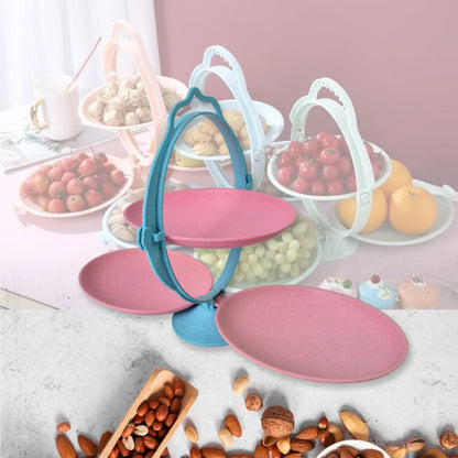 Foldable Mirror-Shaped Fruit & Candy Plate – Multi-Use Tray (1 Set)
