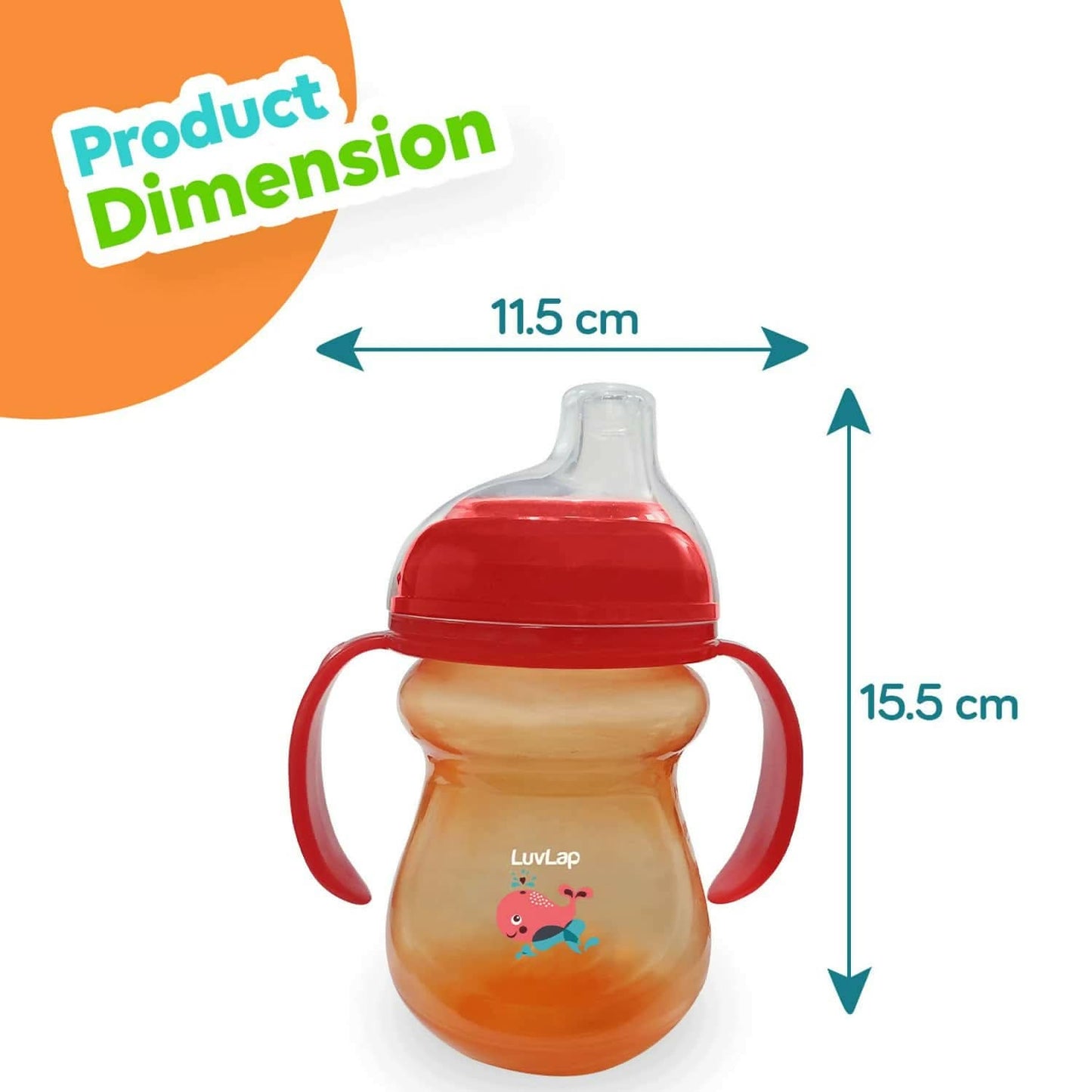 Luvlap mobby little spout sipper bpa free 240 ml 6m+ (orange)