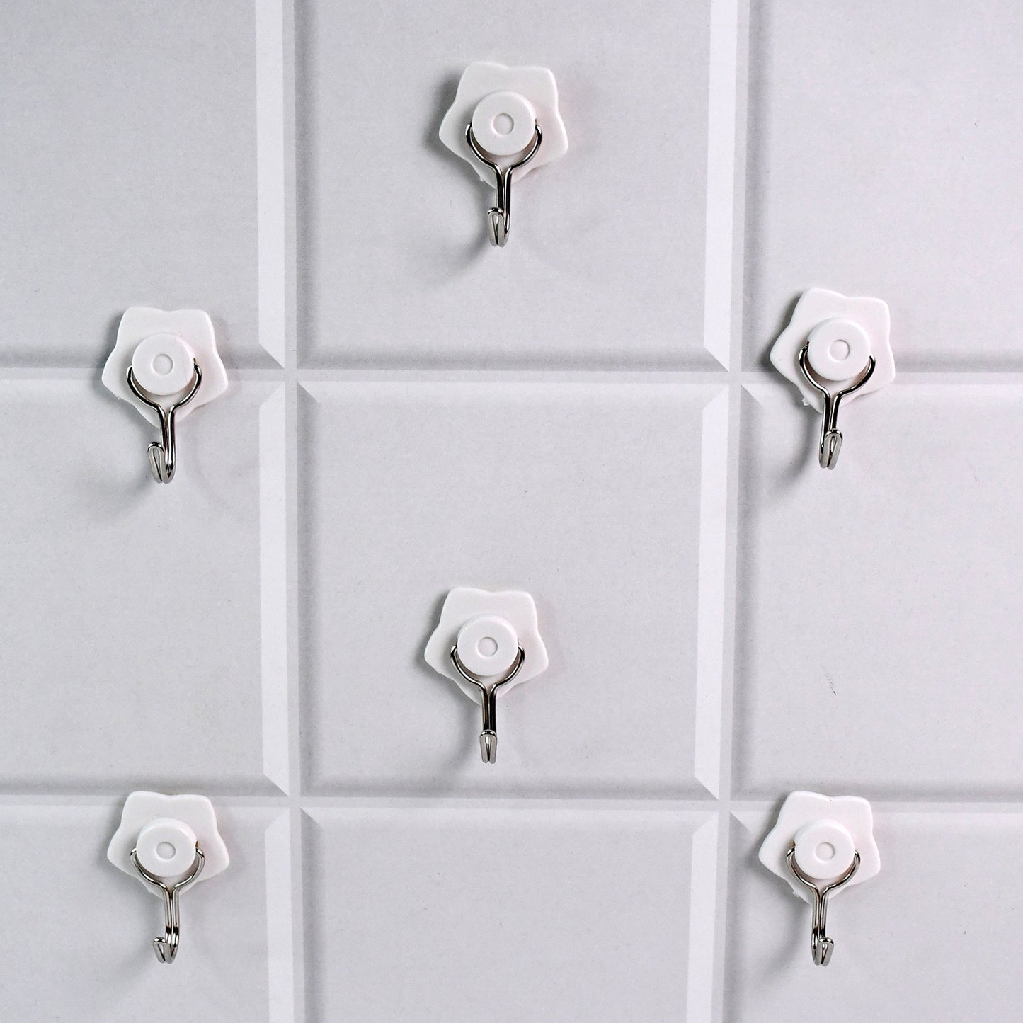 Multipurpose Self Adhesive Plastic Wall Hooks - 6 Pcs