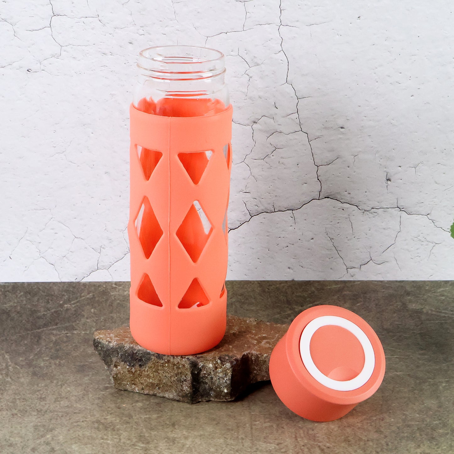 Glass Water Bottle With Protective Sleeve - (1 Pc  480 Ml)