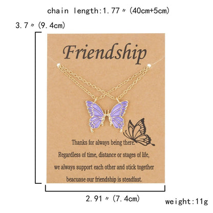 Pinapes Alloy Fashion Butterflies Purple Wing Necklace (Set of 2) - HalfPe