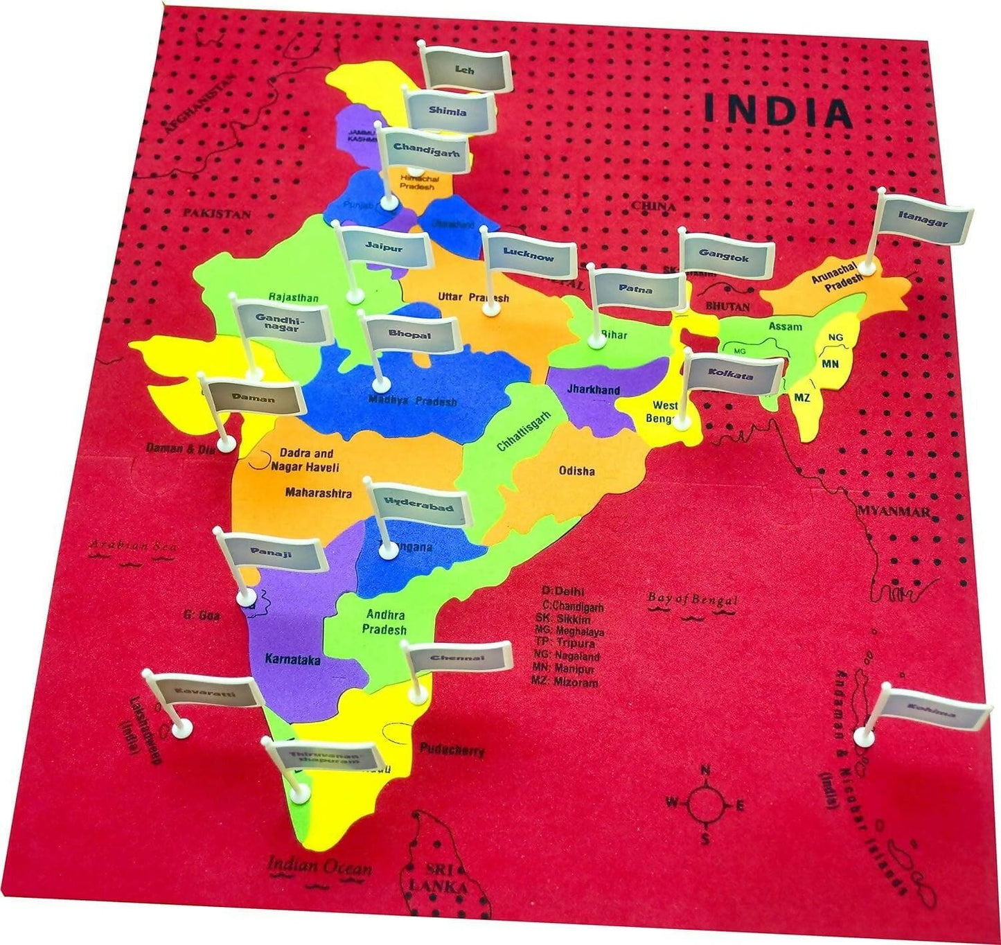 Humming Bird Indian Map with State Capitals and Flag Educational Learning Toys - HalfPe