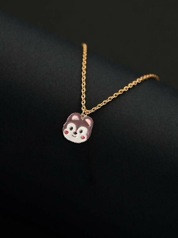 Set of 2 Rainbow & Bear Pendant Necklaces – Gold-Plated Jewelry