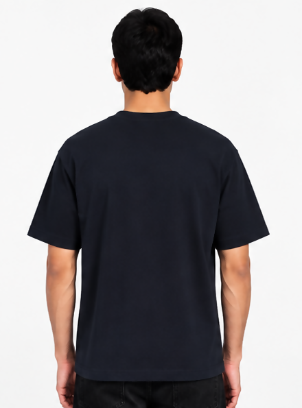 HUSTLE Men's Crew Neck Oversized T-Shirt – Navy Blue