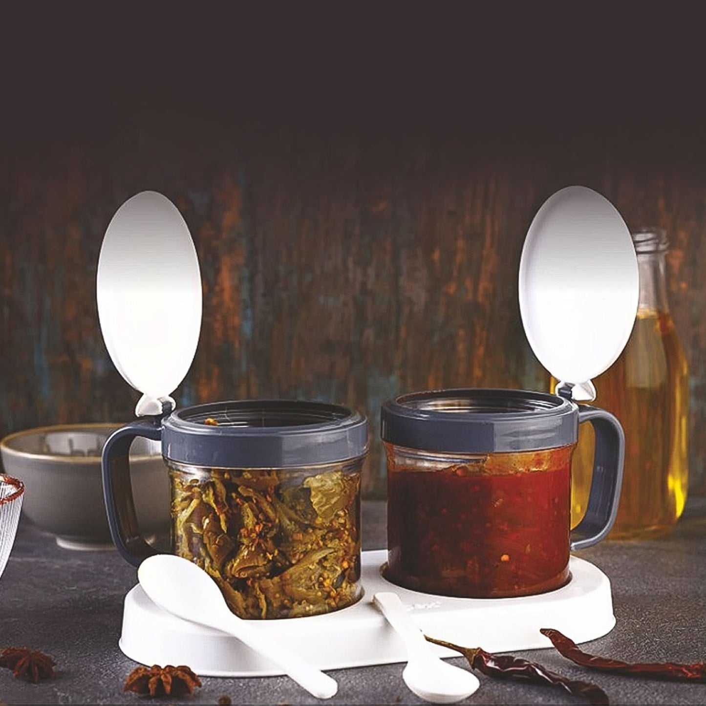 Apex Pickle Container Set – 2 Pc Durable & Airtight Storage Jars for Pickles & Spices