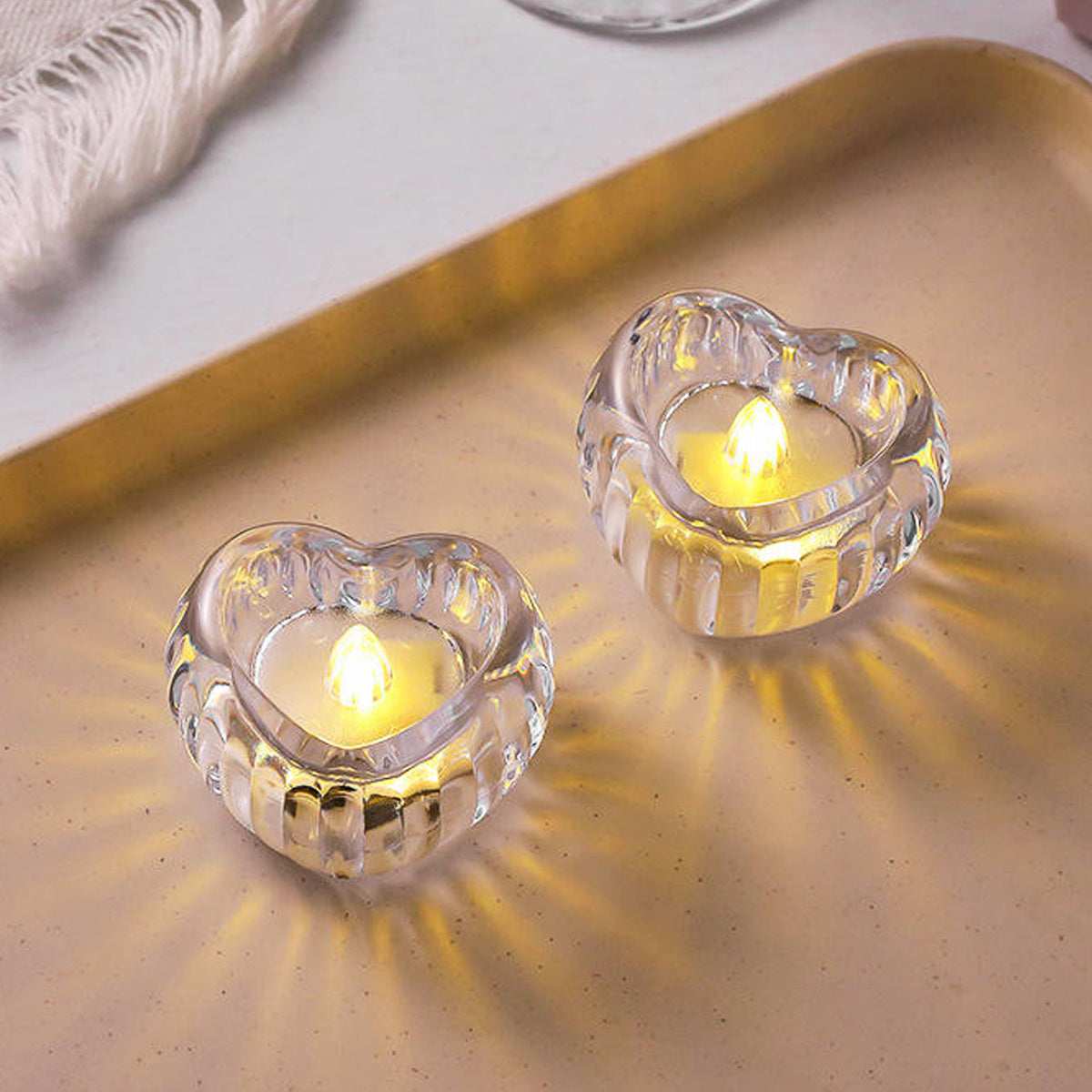 Set Of 12 Heart-shaped Led Flameless Decorative Candles Battery Operated Smokeless Tealight Lamps for Home, Parties, Weddings &amp; Festival Décor
