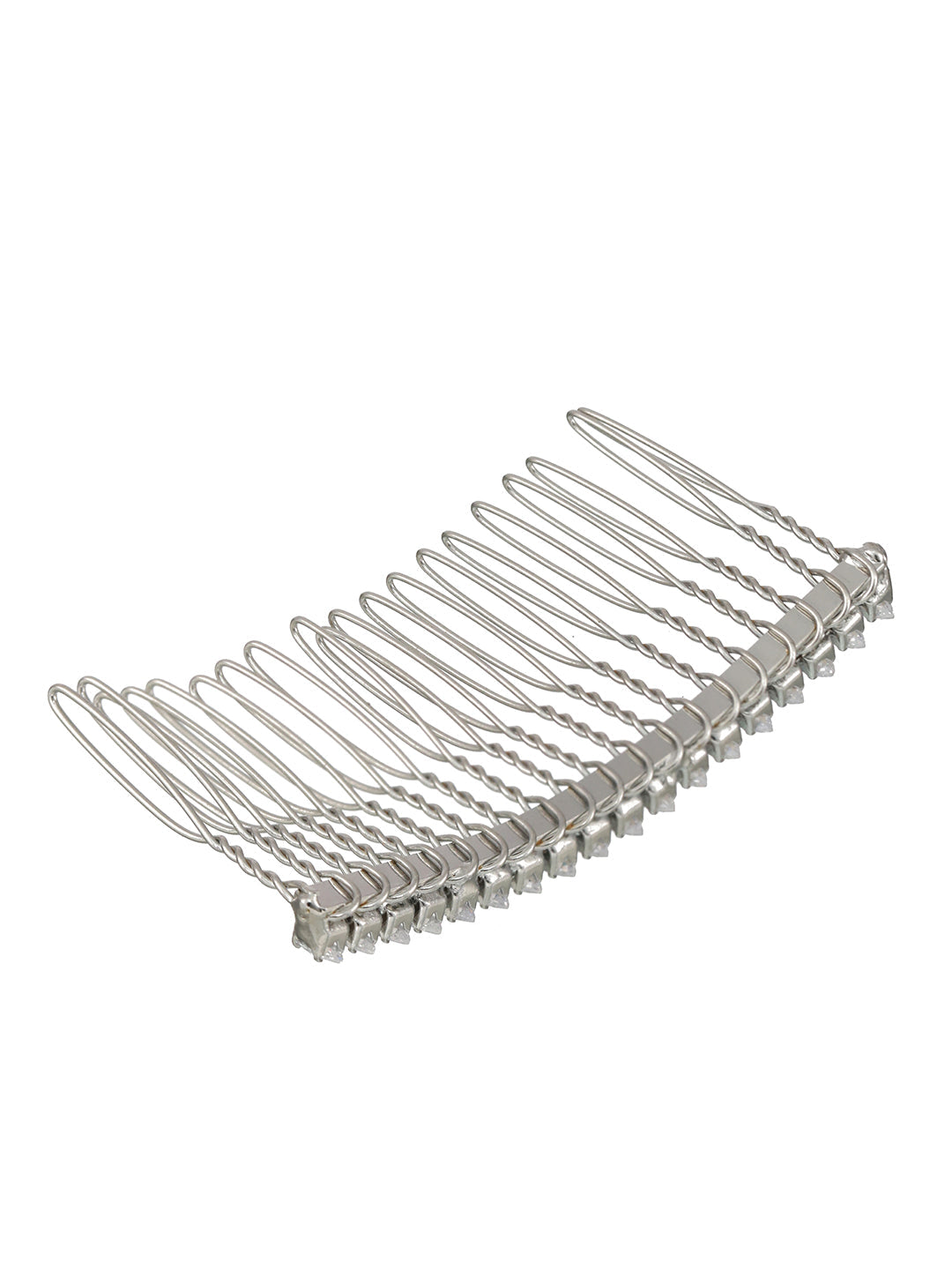 Women White & Silver-Toned Embellished Comb Pin
