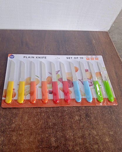 Premium Quality Stainless Steel Handle Plain Knife (10 Pc  1 Set)