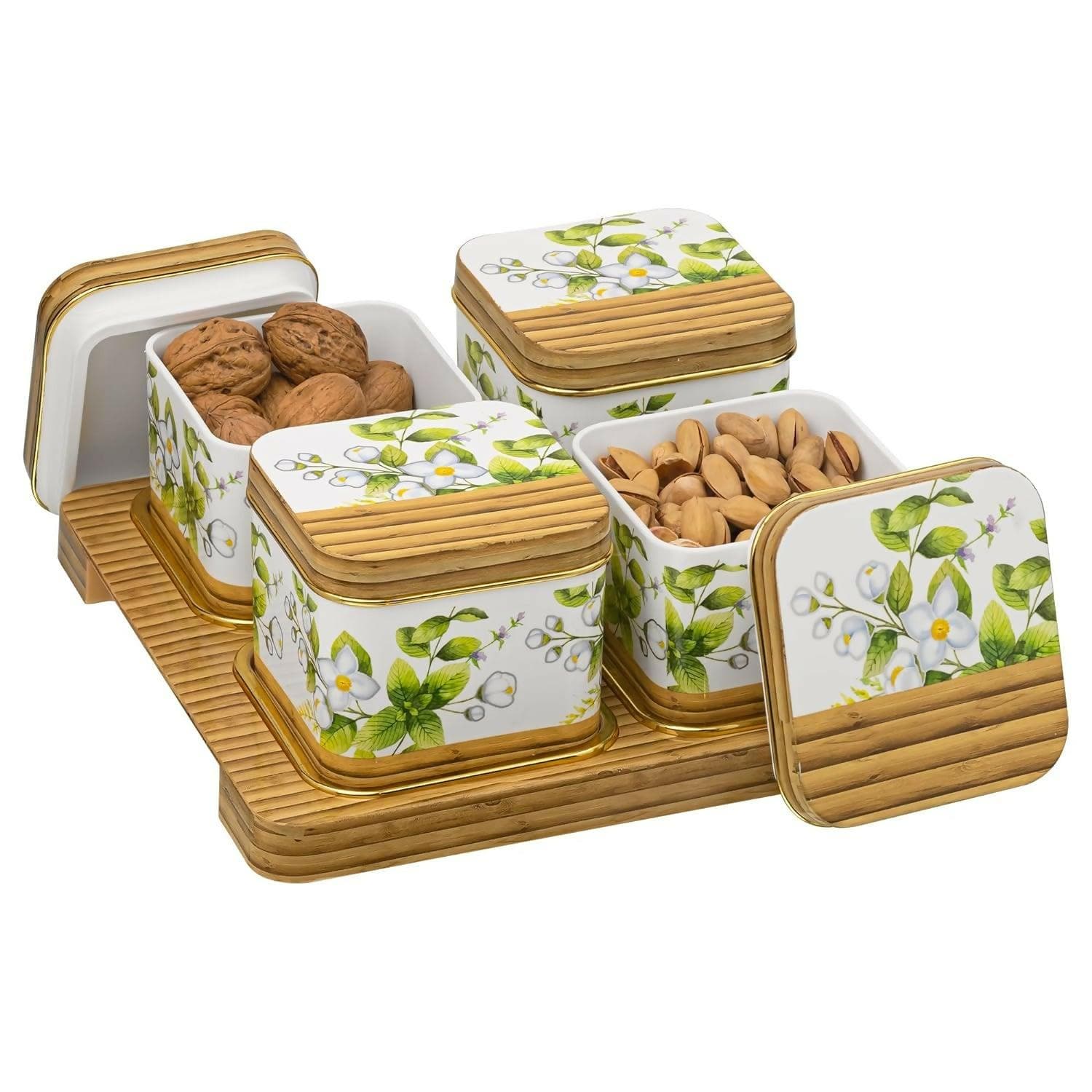 SELVEL Cora Airtight Serving Dry Fruit Set - 4-Piece Container Tray (Polypropylene) - HalfPe