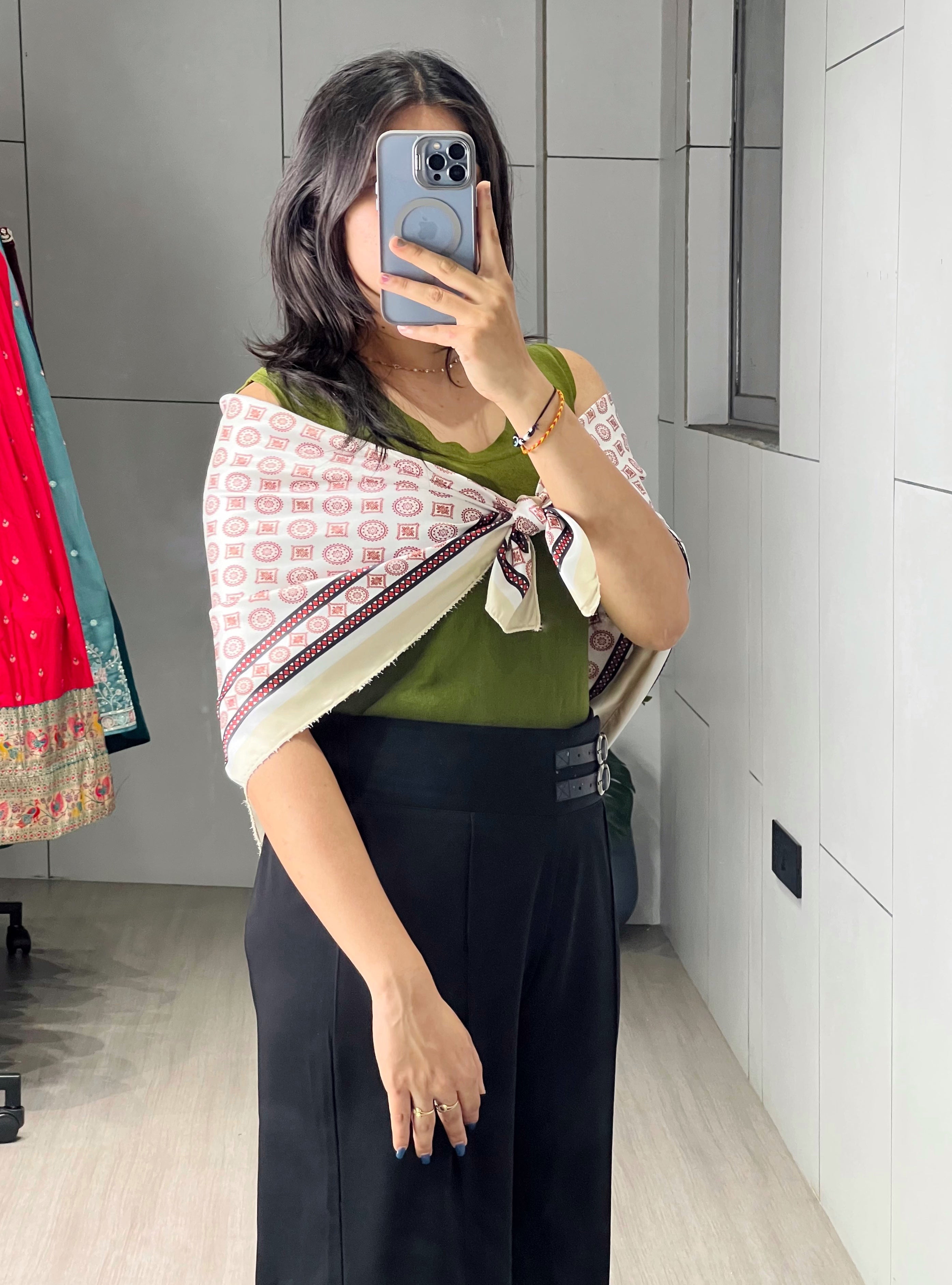 Satin Printed Geometric Scarves