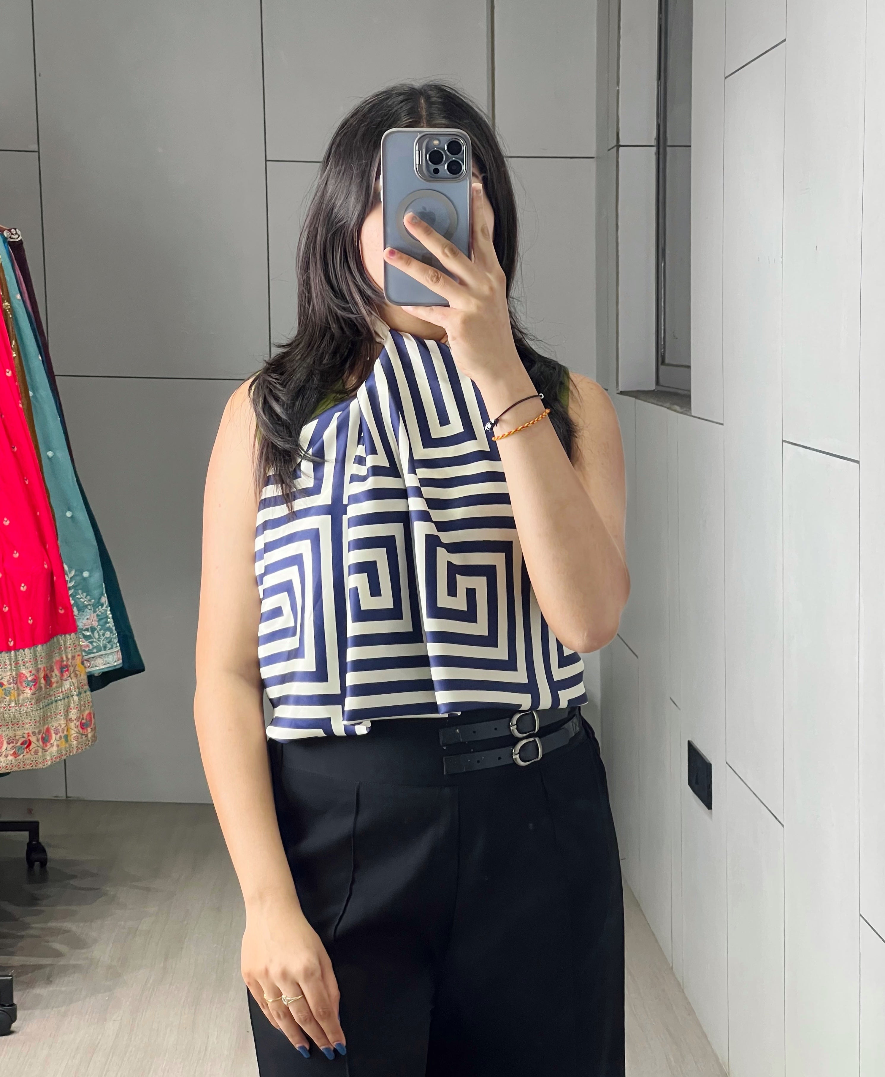 Satin Printed Geometric Scarves