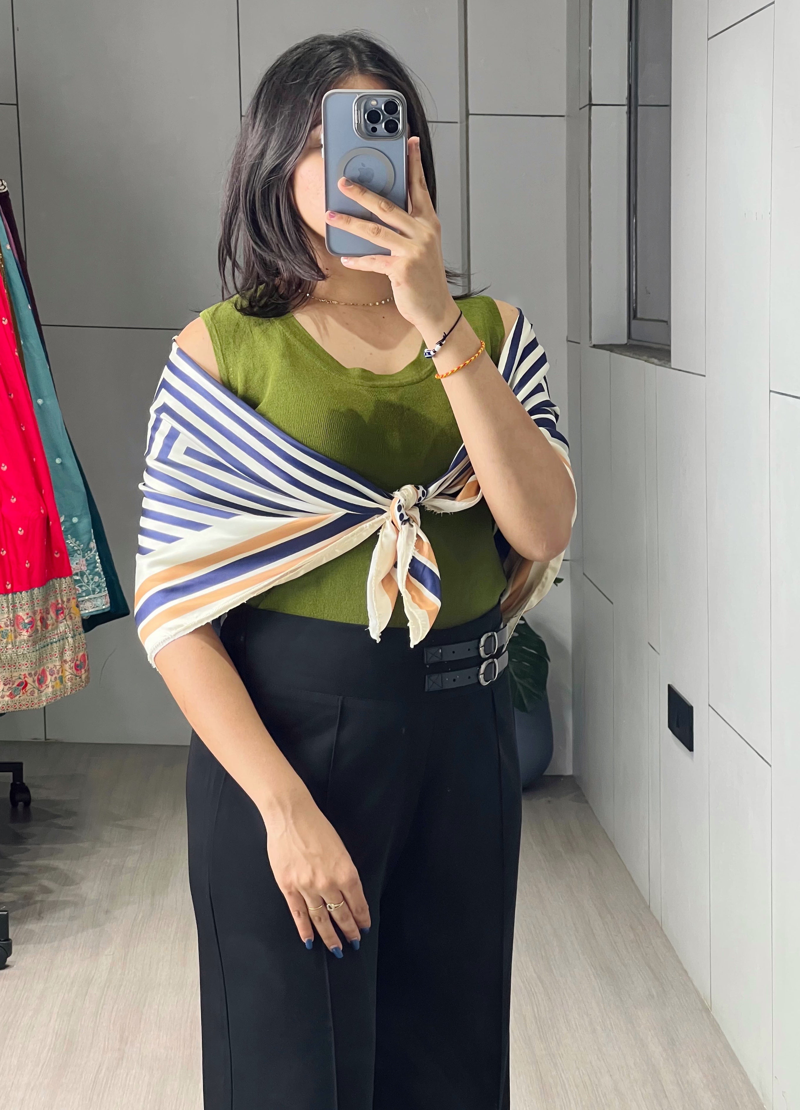 Satin Printed Geometric Scarves