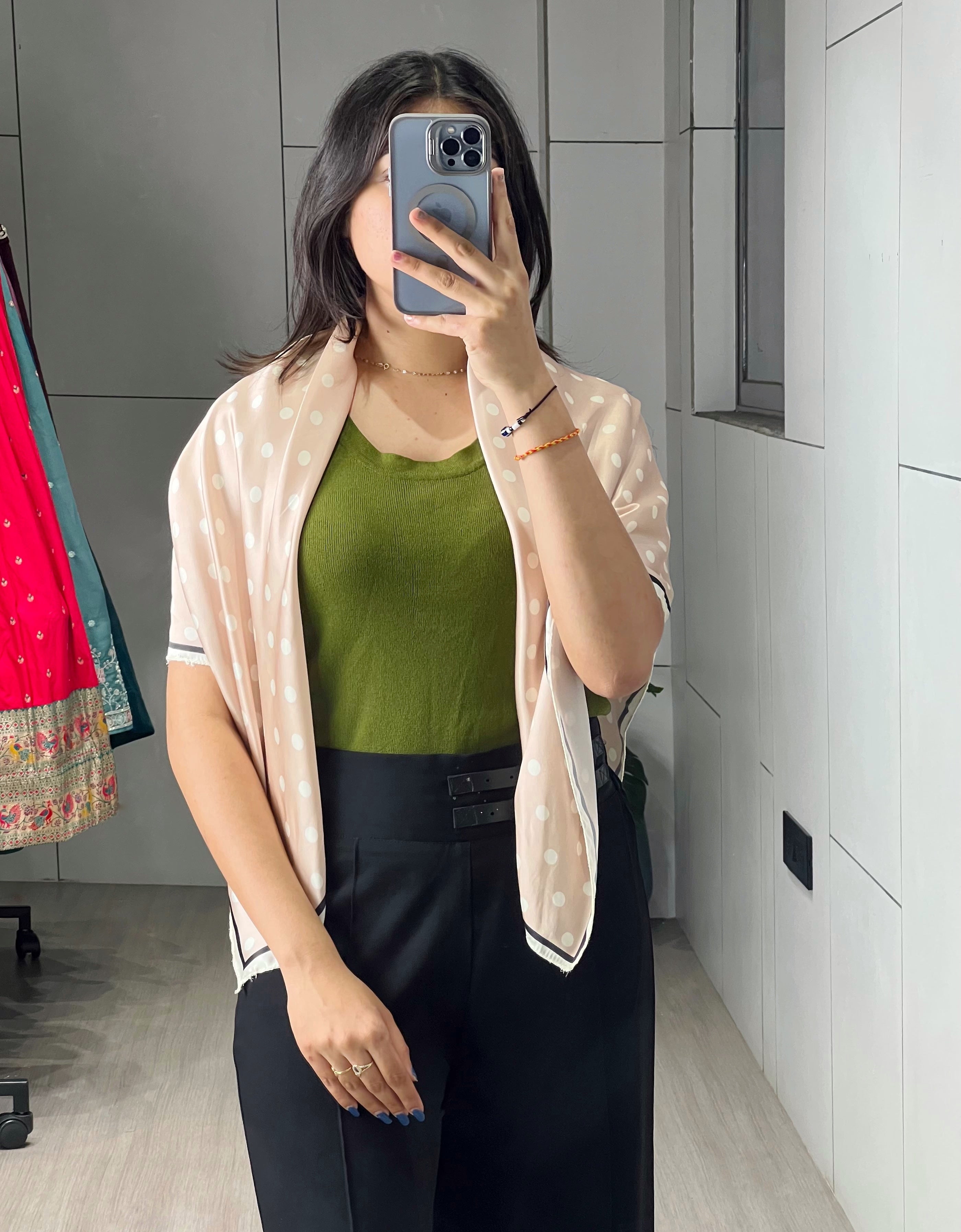 Satin Printed Geometric Scarves