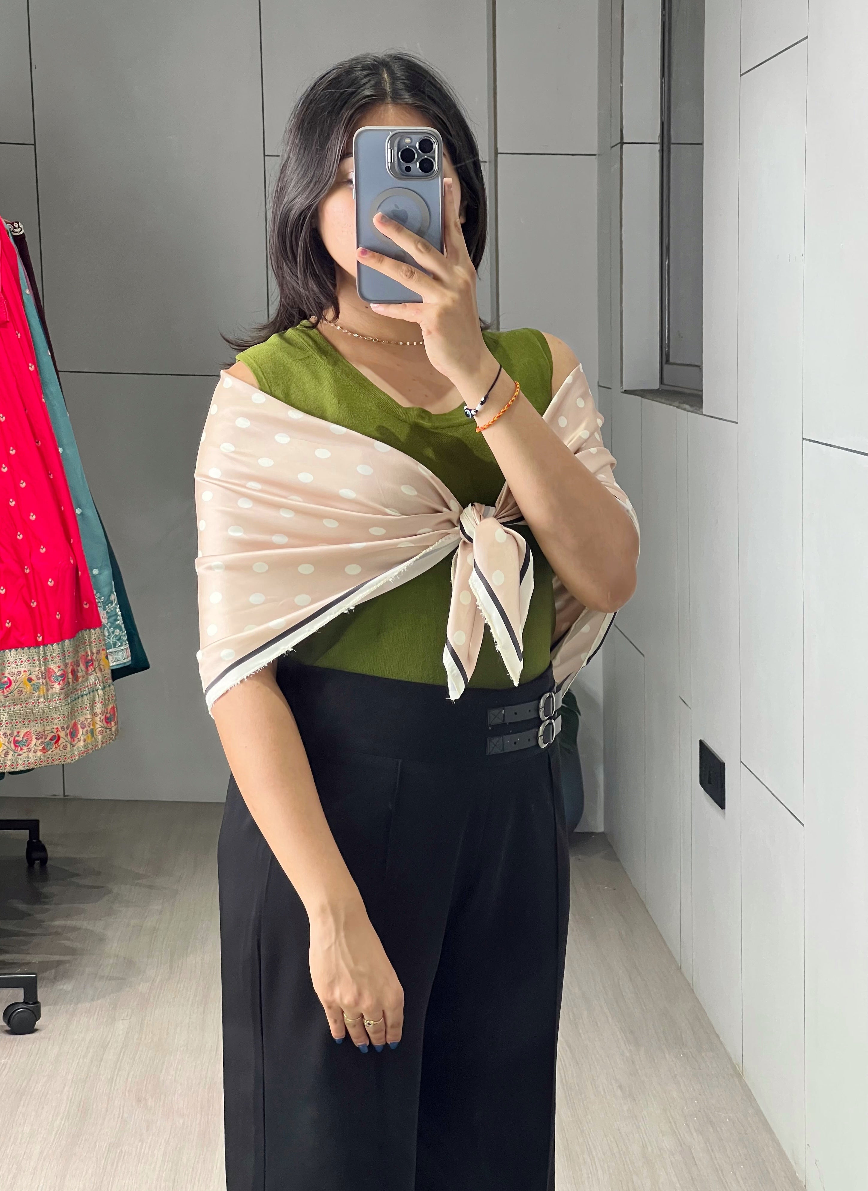 Satin Printed Geometric Scarves