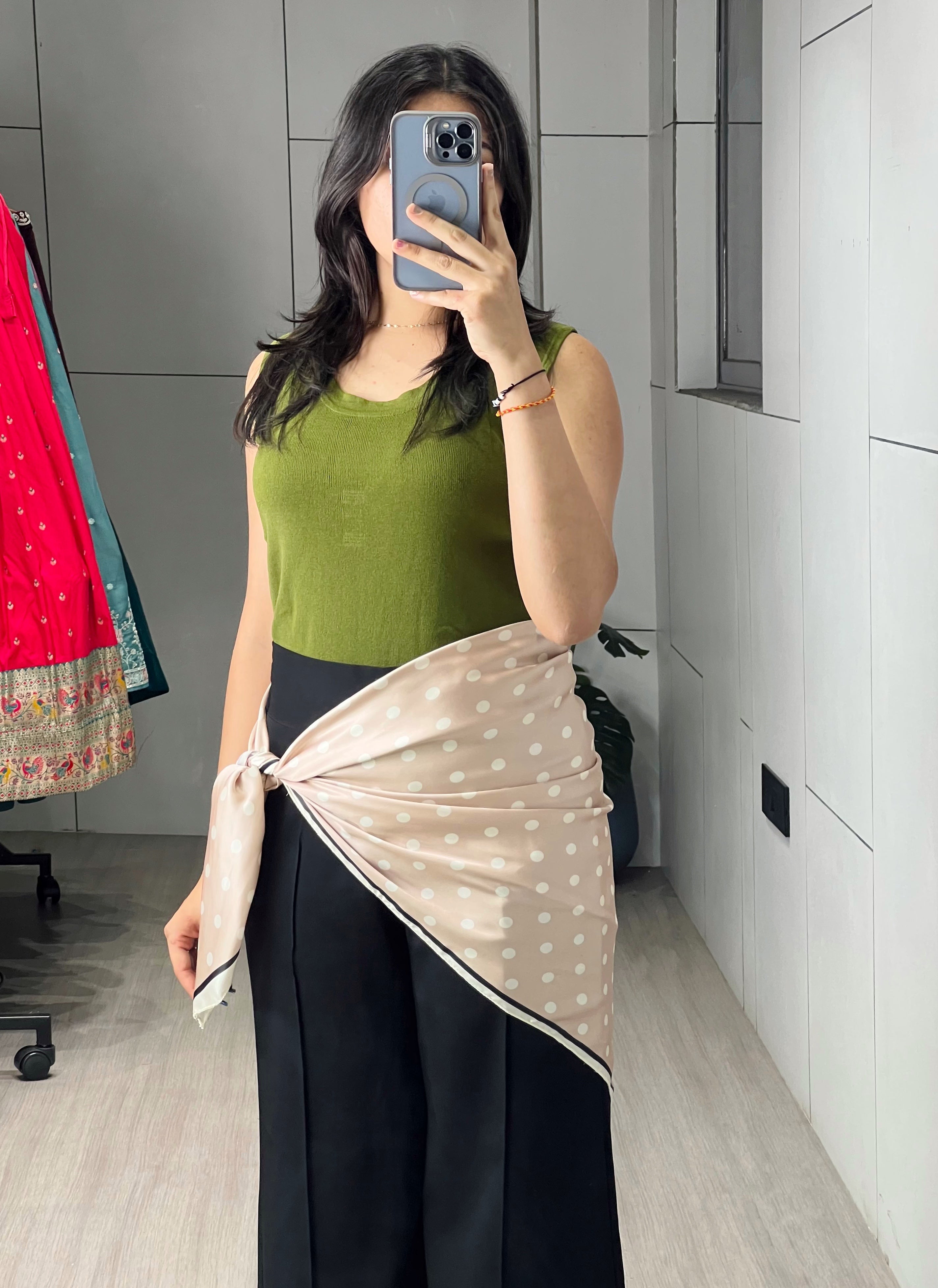 Satin Printed Geometric Scarves