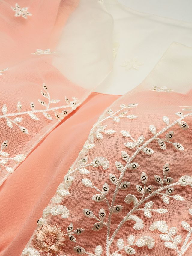 Bollywood Vogue Ready To Wear Off White Net Embroidered Jacket Style Gown