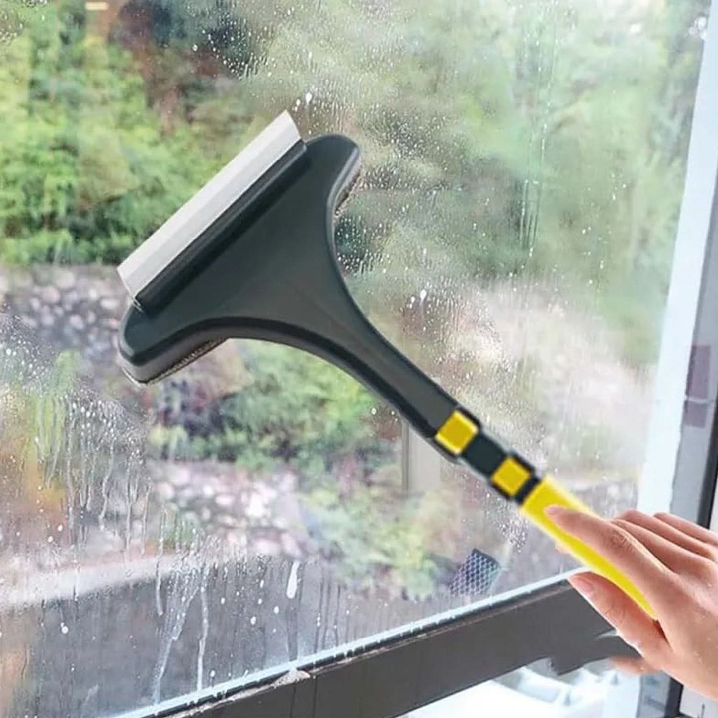 2-in-1 Mesh & Wiper Window Cleaning Brush with Extended Handle