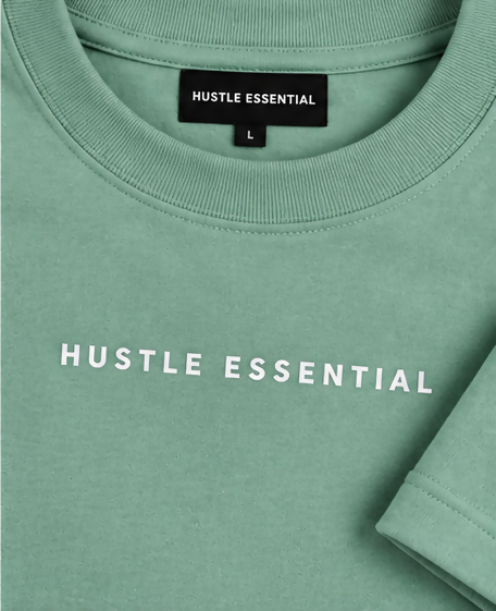 HUSTLE Men's Crew Neck Oversized T-Shirt – Teal Green