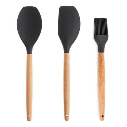 P-plus international wooden handle Spatula (set of 3) - HalfPe