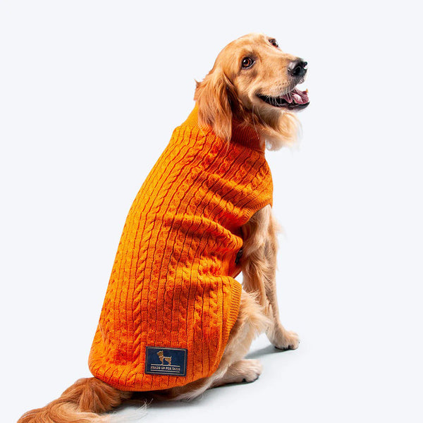 HUFT Cable Knit Dog Sweater - Orange - Heads Up For Tails