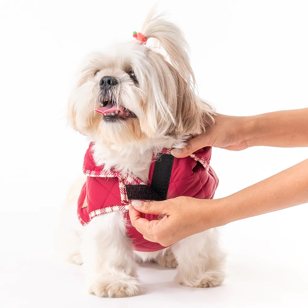 HUFT Grrberry Quilted Dog Jacket- Burnt Red - Heads Up For Tails