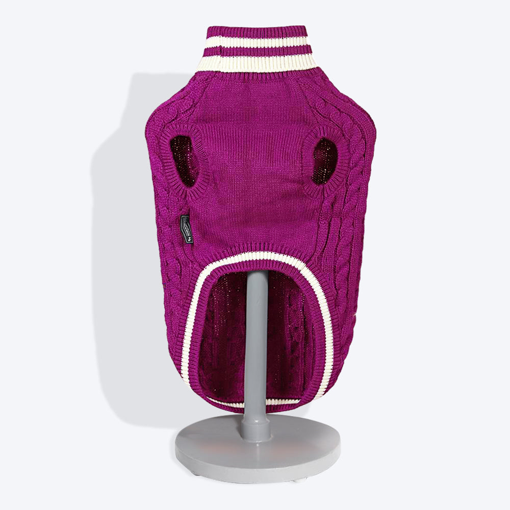 HUFT Striped Cable Knit Dog Sweater - Wine5