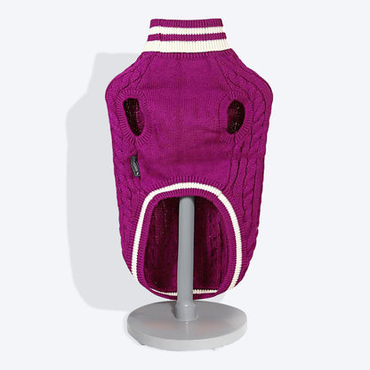 HUFT Striped Cable Knit Dog Sweater - Wine5