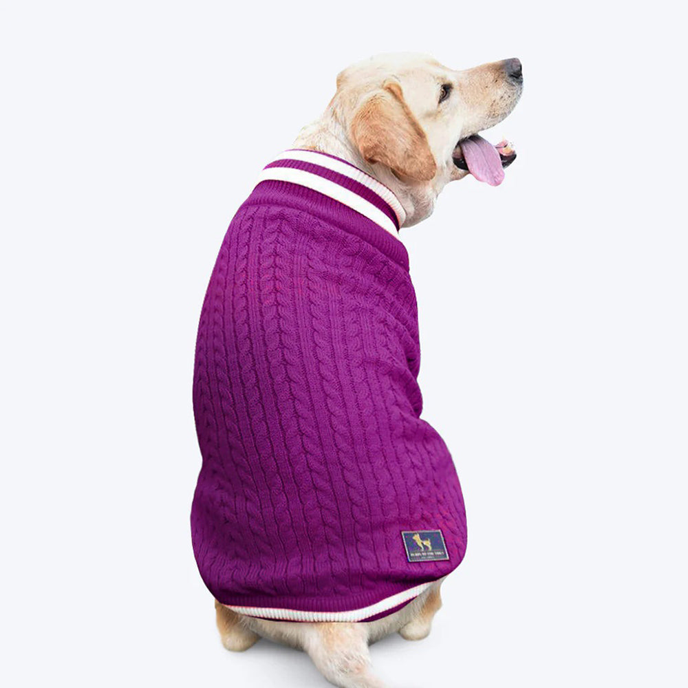 HUFT Striped Cable Knit Dog Sweater - Wine - Heads Up For Tails