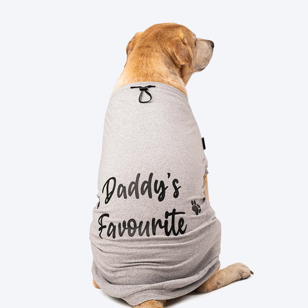 HUFT Twinning - Daddy Favourite T-Shirt For Dogs - Grey with Black Print - Heads Up For Tails
