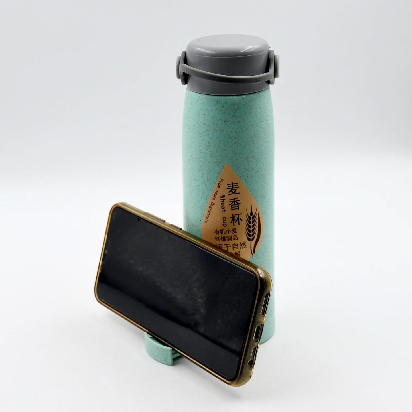 350ml Girls’ Glass Water Bottle Sparkle Strap & Cat Lid