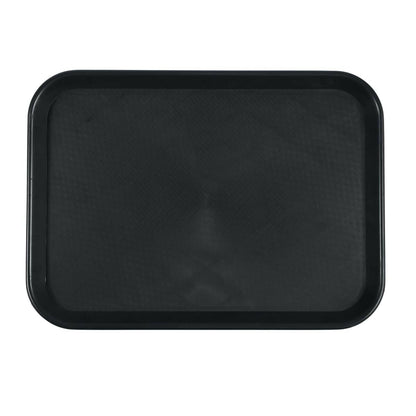 FP Plastic Serving Tray, Multiuse for Kitchen, Cold Drink, Food, use in Home, Restaurant and Hotel, Rectangle Shape, Black, 25.4 x 35.4 cm, Dishwasher Safe (Pack of 3)