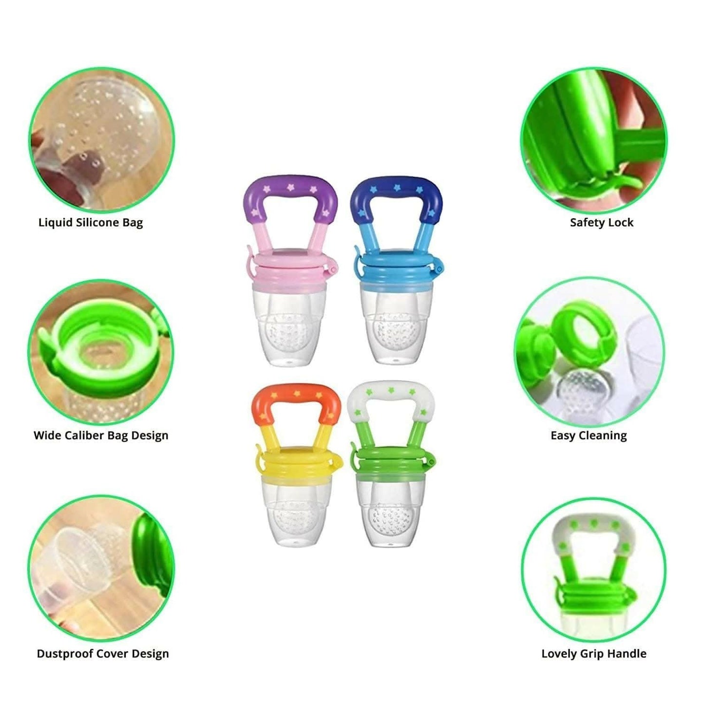 Silicone Food/Fruit Nibbler | Baby Fruit Feeder (Pack of 4) - HalfPe