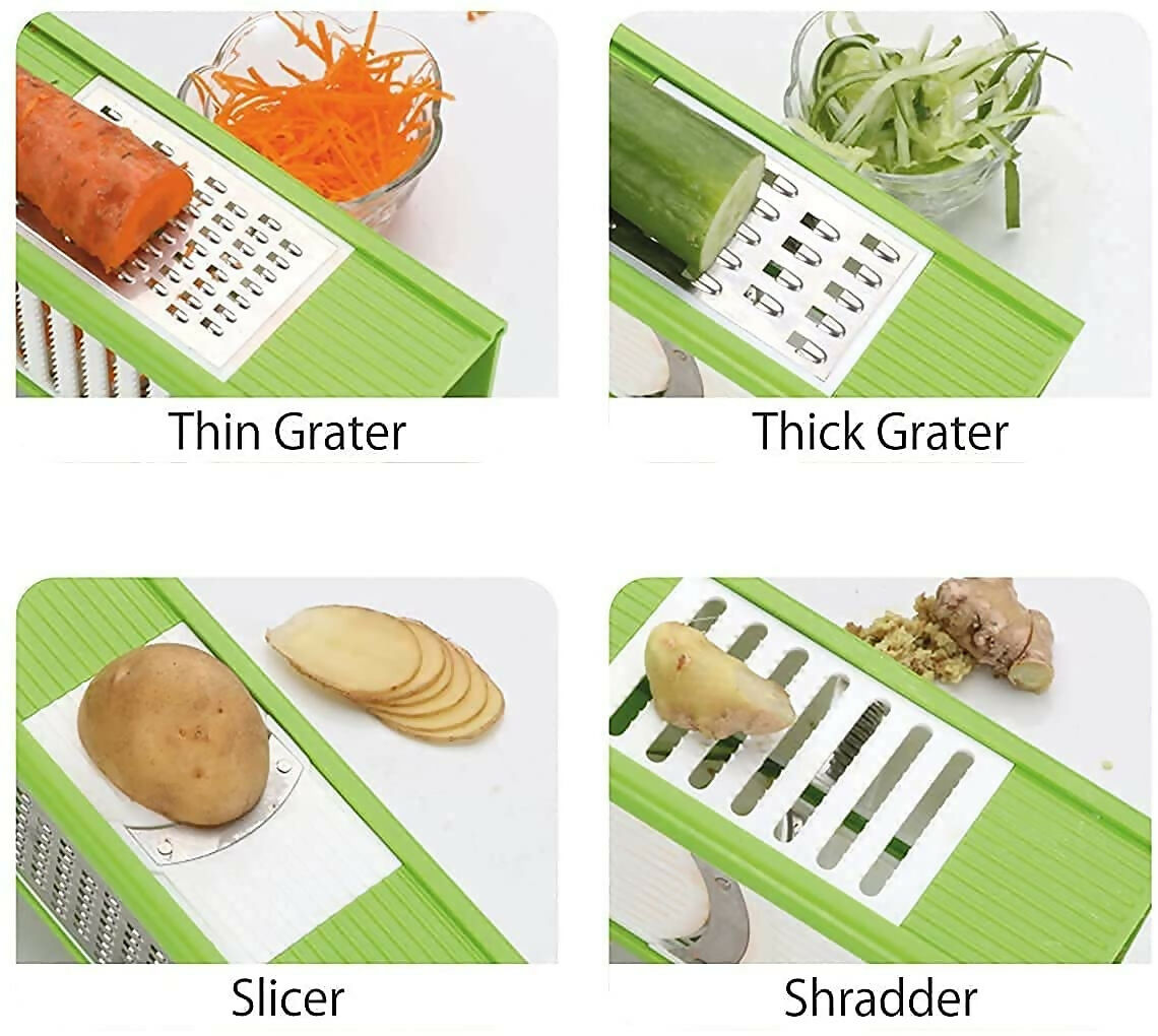 Bright 4-in-1 Slicer & Grater – Multi-Purpose Vegetable Cutter with Stainless Steel Blades & Easy Grip Handle