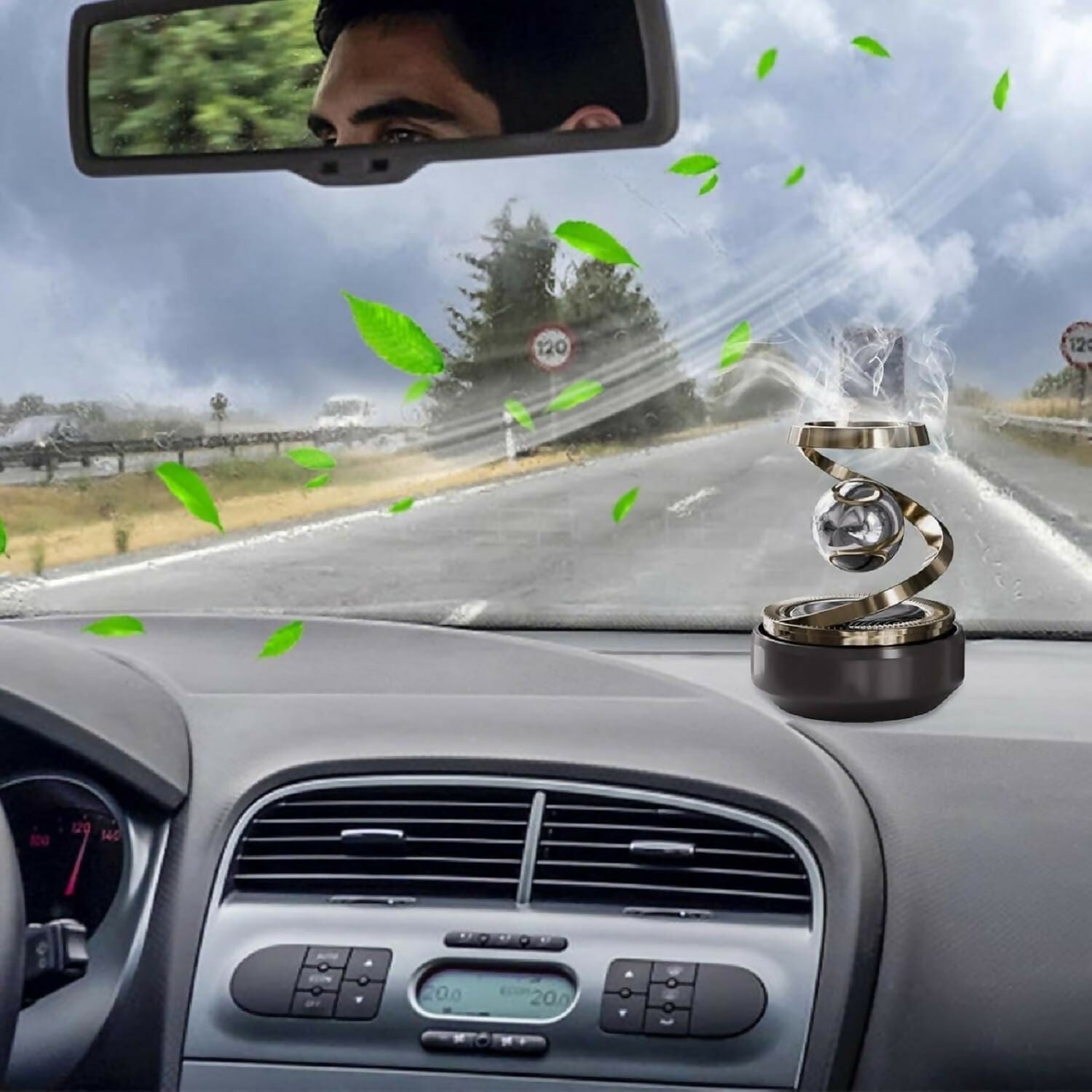 Solar Car Air Freshener Rotating Aromatherapy Perfume Diffuser