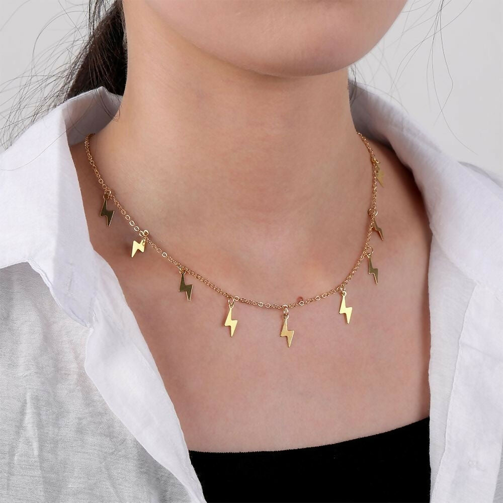 Sunflower & Lightning Bolt Charm Necklace Set