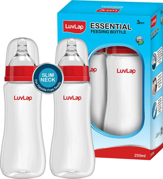 Luvlap Anti-Colic Slim/Regular Neck Essential Baby Feeding Bottle (250ml Pack Of 2 )Bpa Free