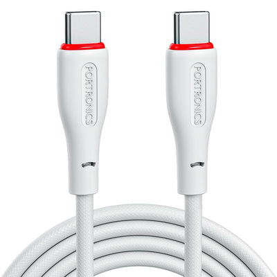 Portronics 100W Konnect B 1.5M Type C to Type C 5A Fast Charging Cable With E-Marker Chipset, Strong Braided Cable Halfpe Deals