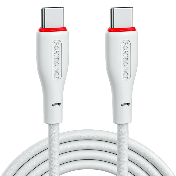 Portronics 100W Konnect B 1.5M Type C to Type C 5A Fast Charging Cable With E-Marker Chipset, Strong Braided Cable Halfpe Deals