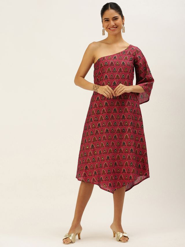 Bollywood Vogue Ready To Wear Pink Chanderi Art Silk Dress