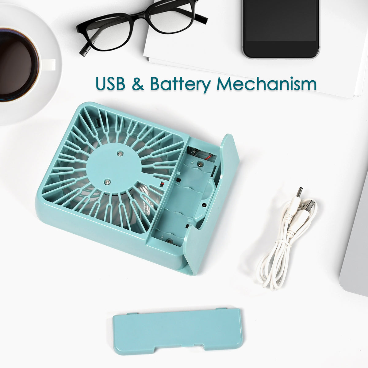 Portable Desk Fan Big Table Fan 3 Step Speed Setting Fan Personal Desk Fan Suitable For Office  School  Home Use (Battery Not Include)