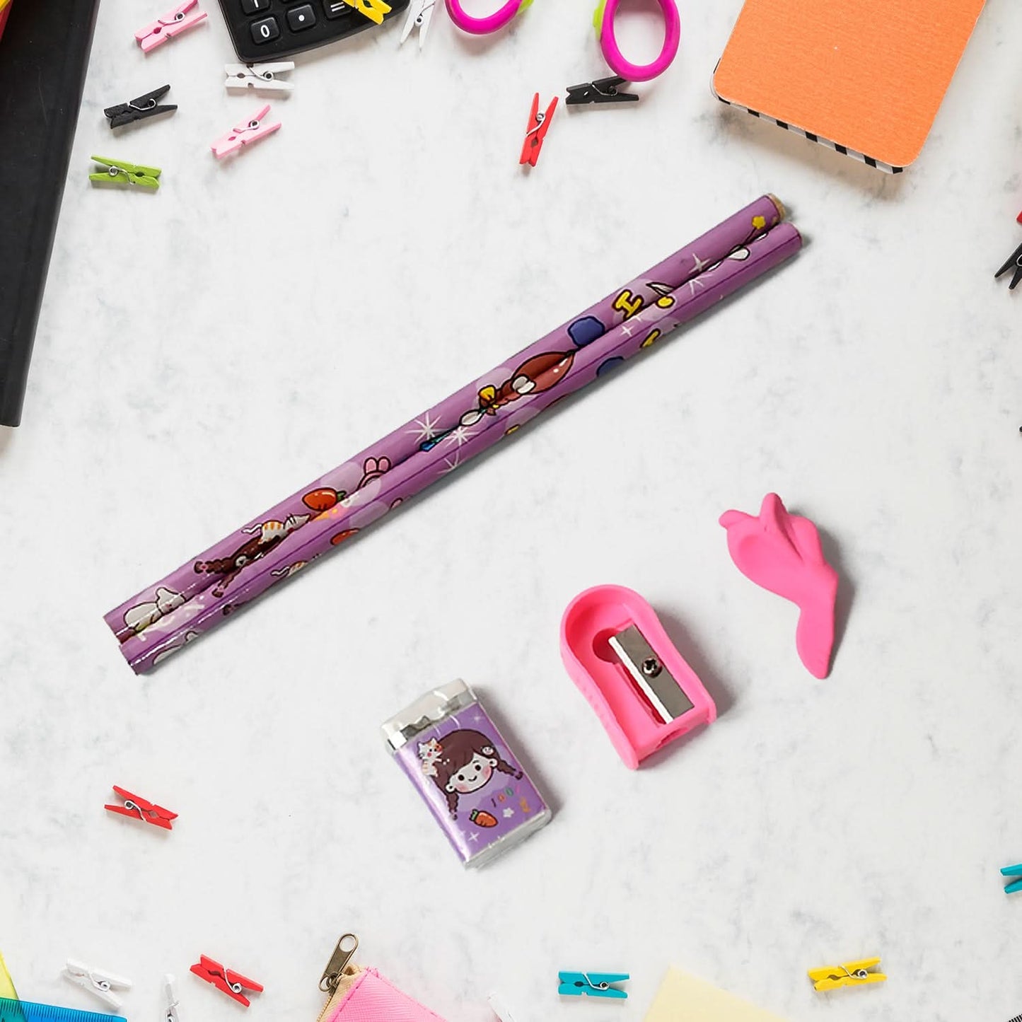 Stationery Set for Kids – 7-in-1 School Supplies Kit with Pencils, Eraser, Sharpener & More