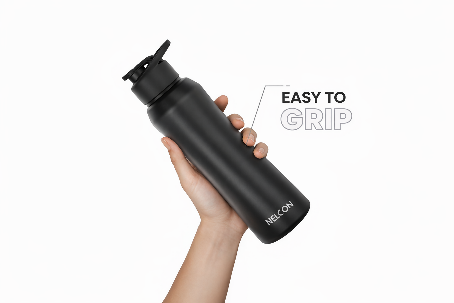 Nelcon Stainless Steel Water Bottle 1000 ml – Leak-Proof, Durable, Matte Finish, Reusable Drinking Bottle