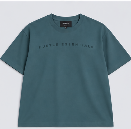 HUSTLE Men's Crew Neck Oversized Tees - Musted Teal Green