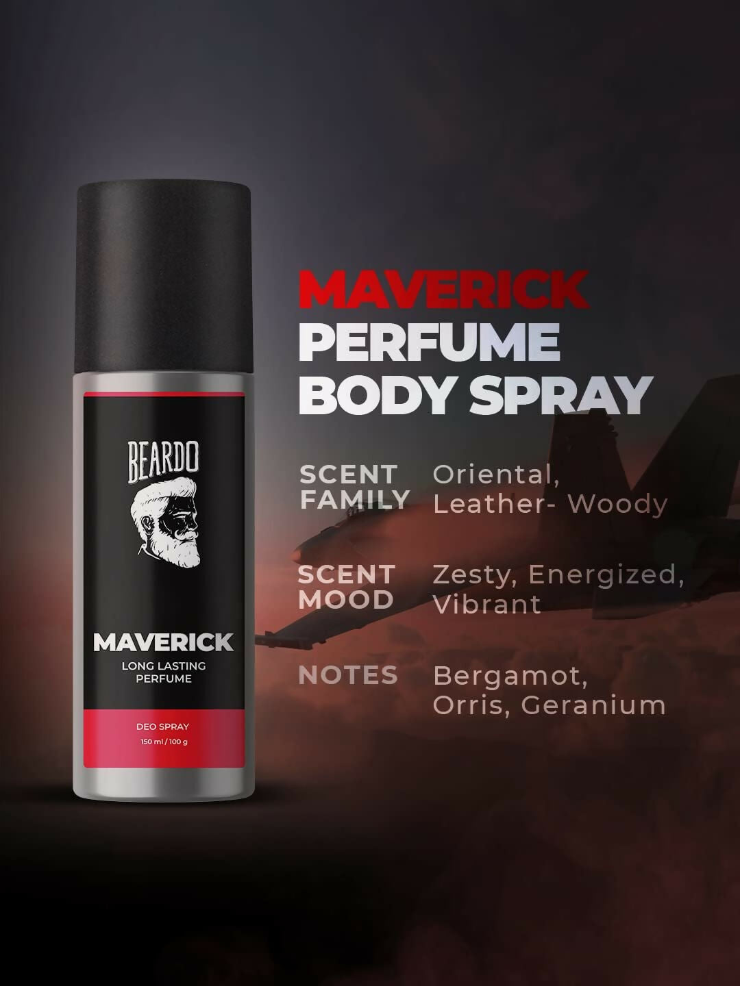 Beardo Perfume Body Spray for men - MAVERICK, 150ml Oriental Leather Woody Fresh Deo For Men Long Lasting Deodorant for Men Gift Men's Fragrance Christmas gift for men Gift For Friends Gift for Men