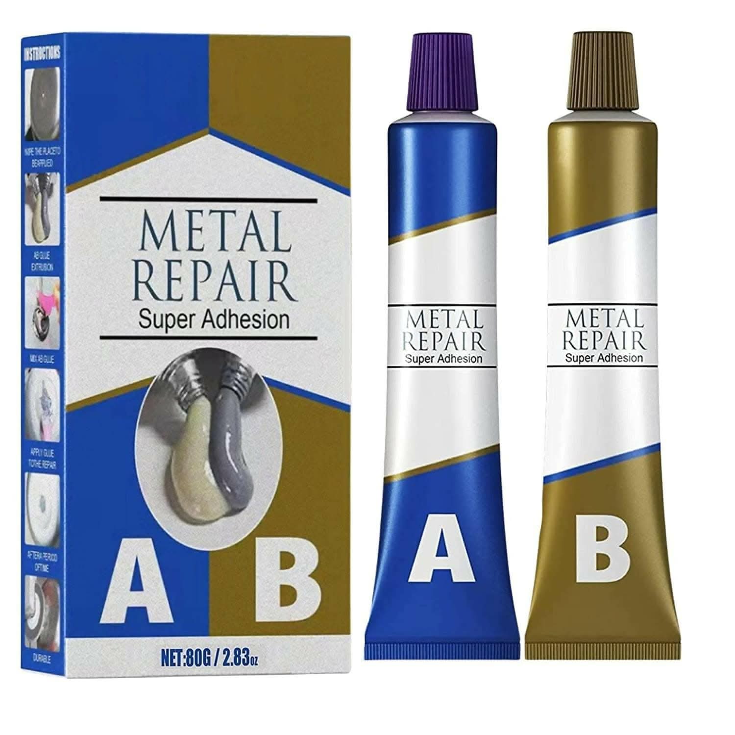 Metal Repair Super Glue Adhesive Paste 100gm(50g x 2) - HalfPe