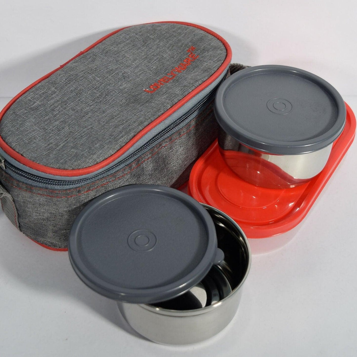 Lunch Duo Container With 500ml Tray With Bag - 3 (300ml *2 ) - HalfPe