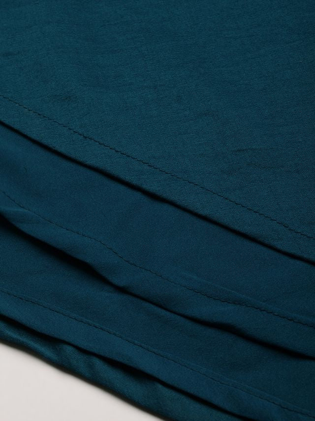 Bollywood Vogue Ready To Wear Teal Blue Georgette Embroidered N Art Silk Gown