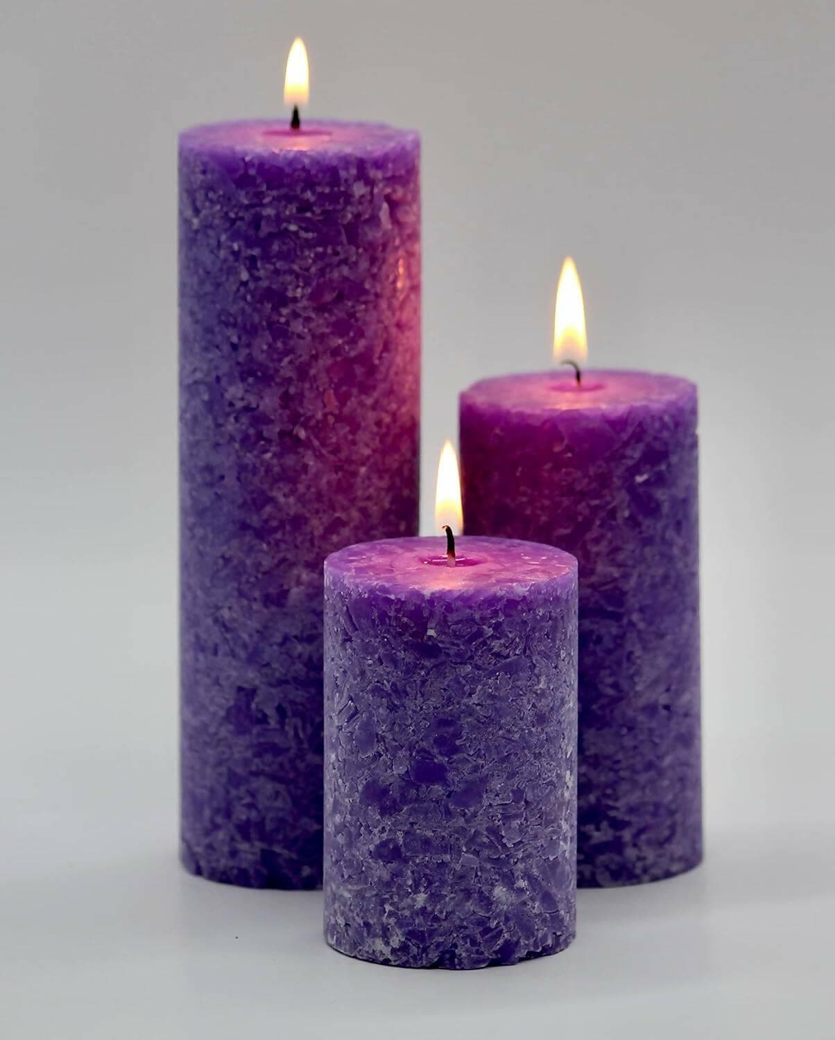 PROSPERRO LUMO Paraffin Wax By Parkash Candle Set of 3 Fragrance Pillar Candles Marble Finish (Lavender Fragrance) - HalfPe