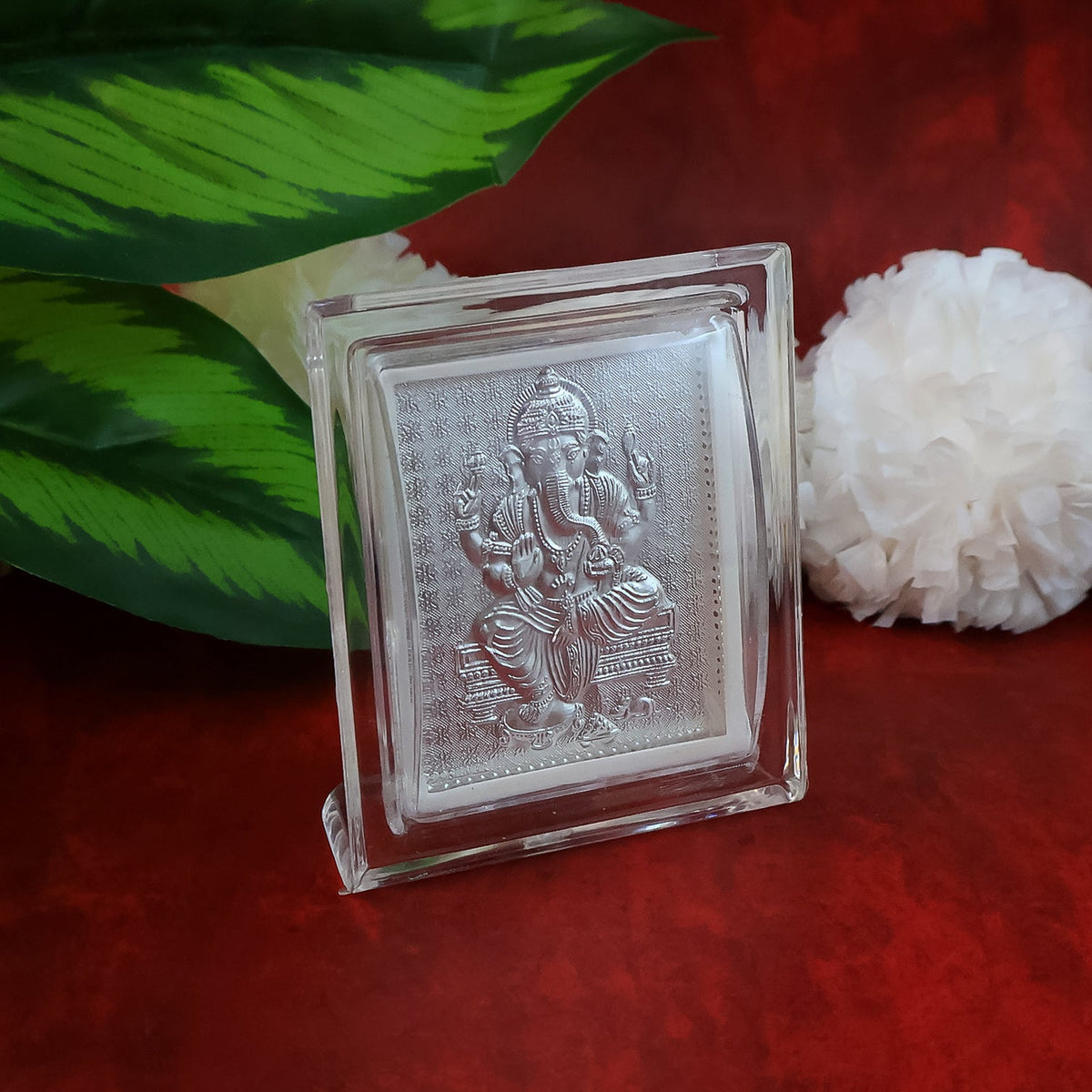 Embossed Silver-plated Lord Ganesha Photo Frame  (1 Pc) HP DD